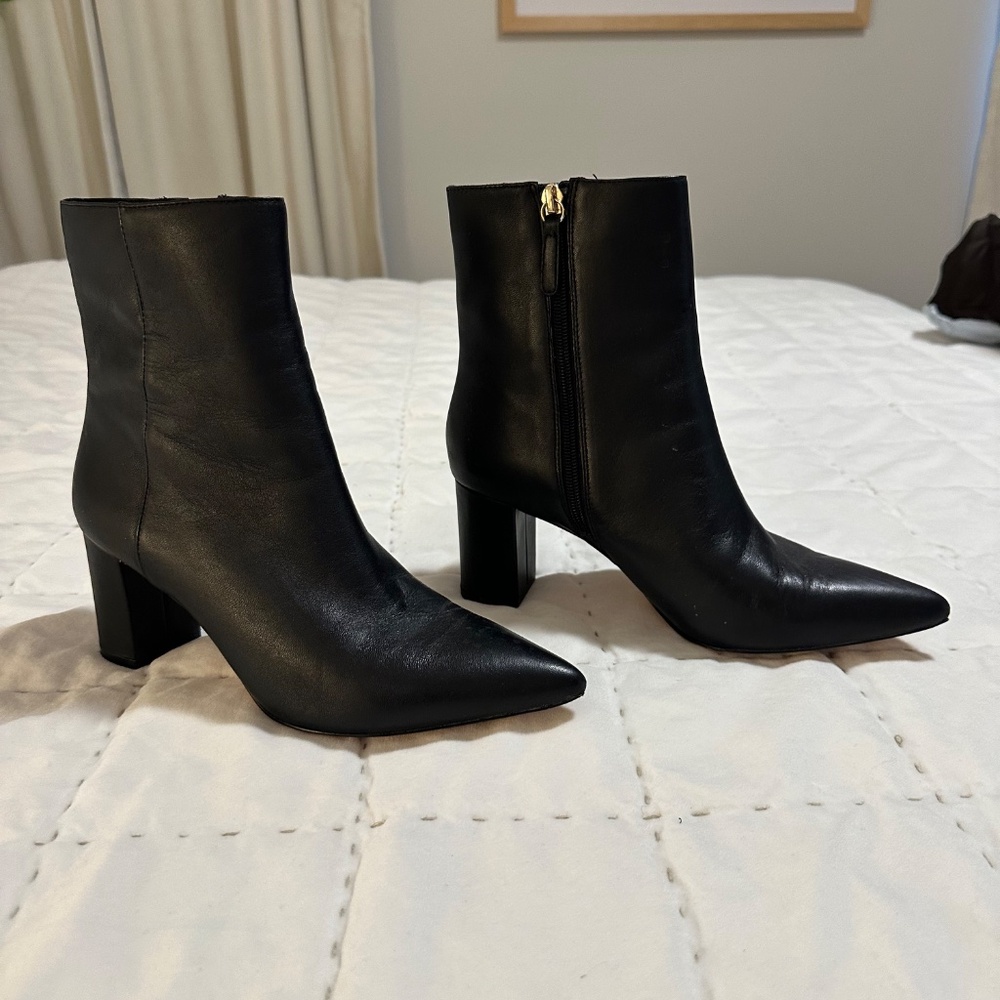 J.Crew black leather booties, Size 8